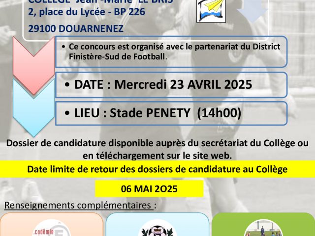 Concours d'entrée section sportive football